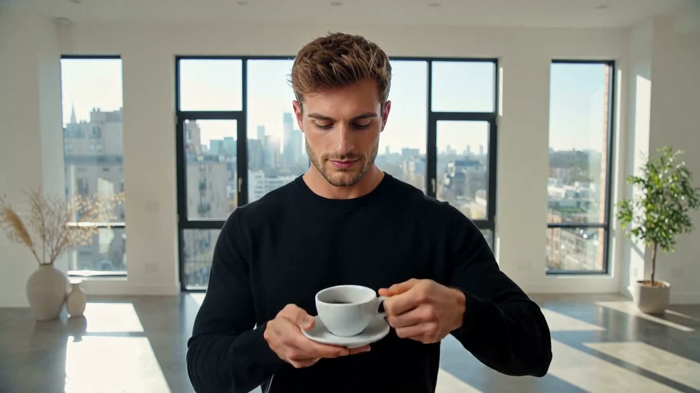 宙に浮くコーヒー、時が止まる瞬間