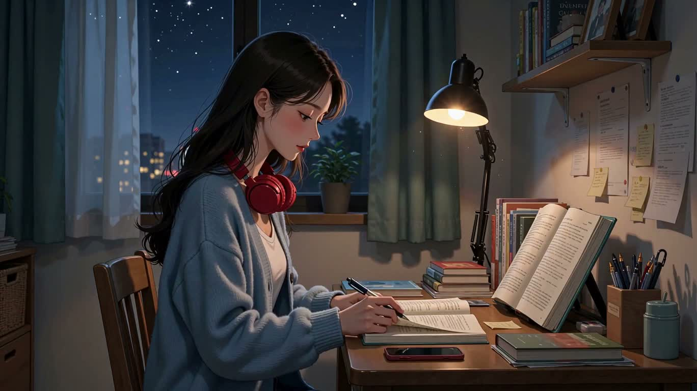 Khoảnh khắc tập trung dưới đèn đêm — AI video creation