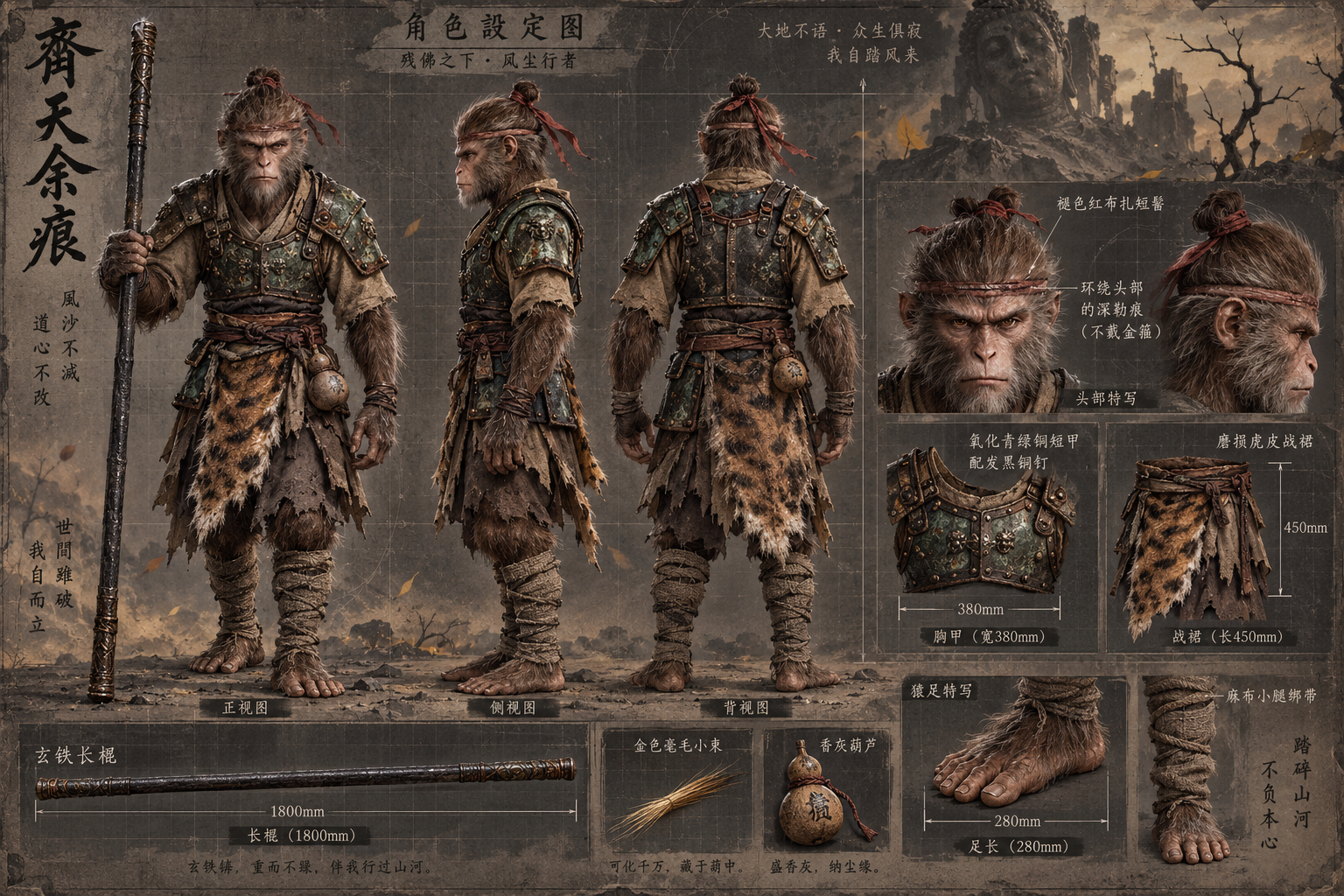 Concept d'un guerrier singe mythique oriental sombre