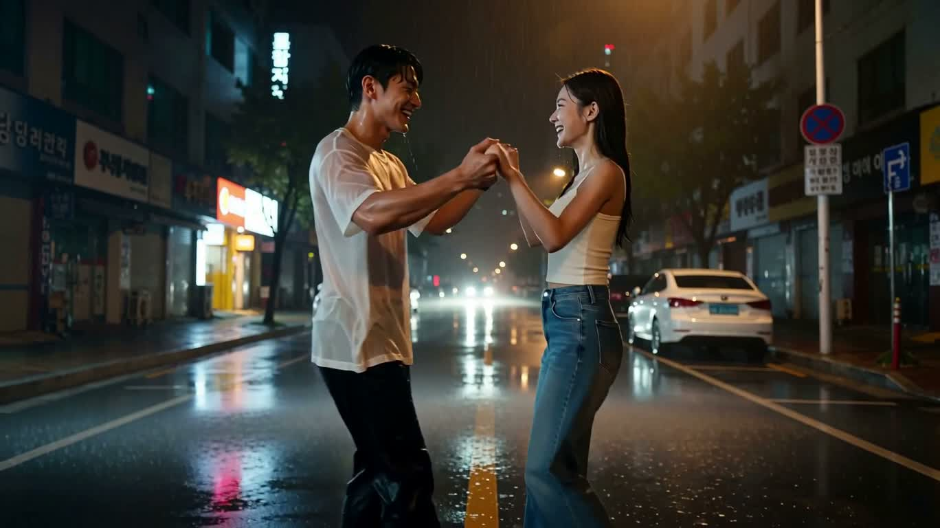 Vũ điệu lãng mạn trên phố đêm mưa