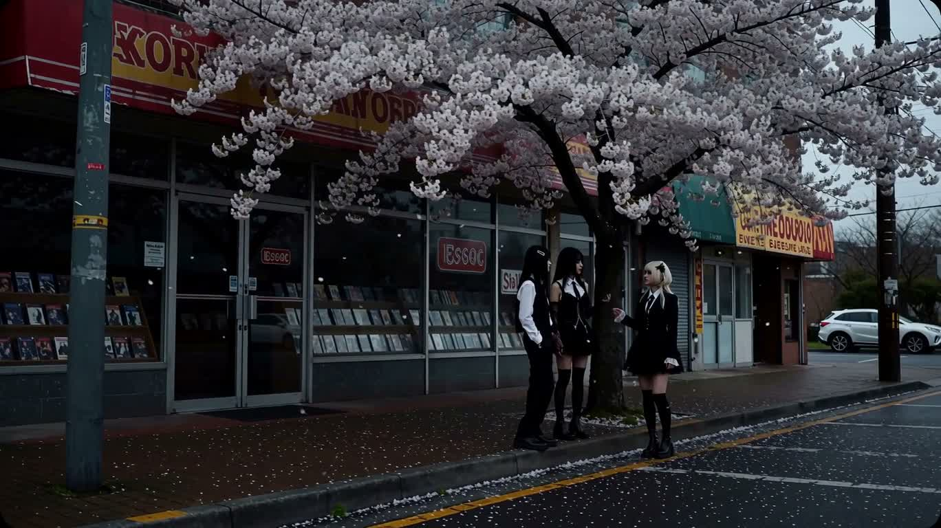 Trò chuyện Gothic dưới gốc anh đào — AI video creation