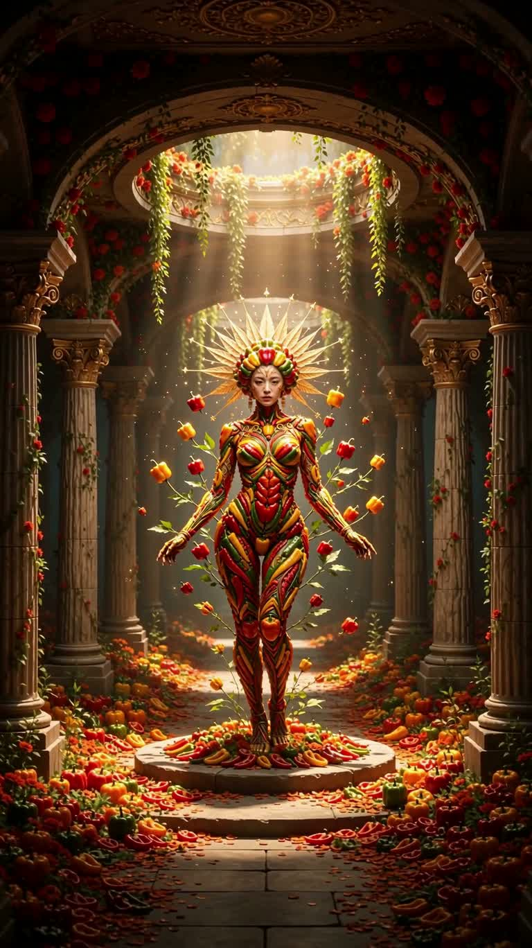 椒彩幻境中的成年女性肖像