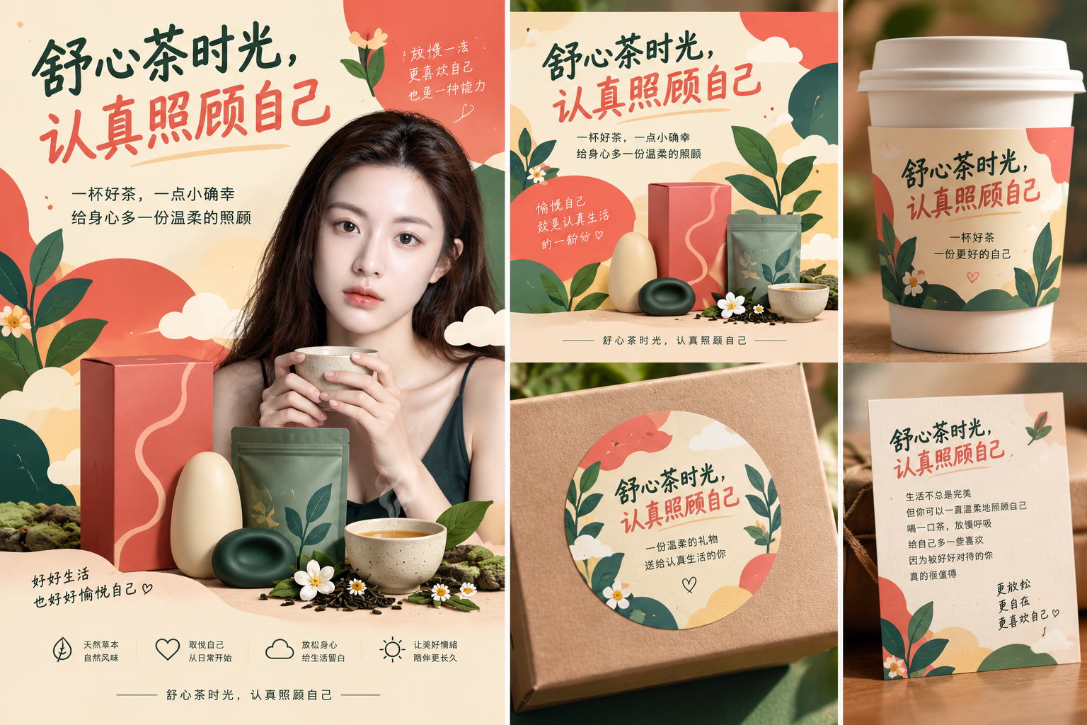 成人健康与花草茶品牌中立联动物料 — AI image creation