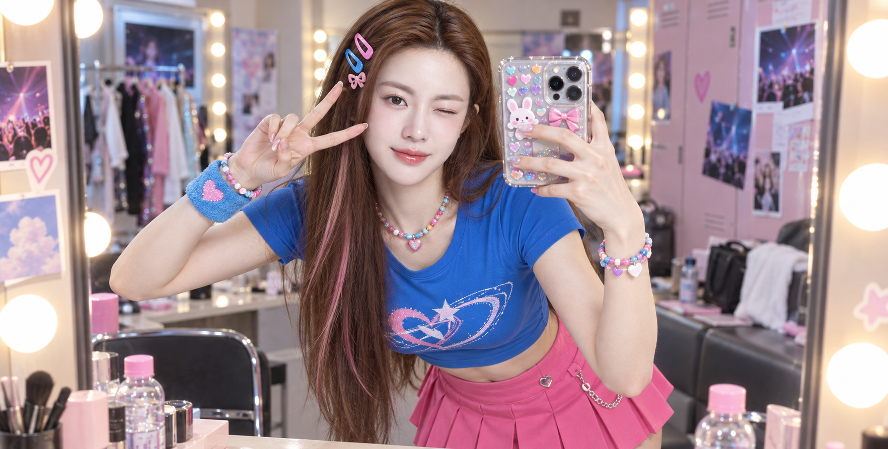 Selfie miroir énergique backstage Y2K