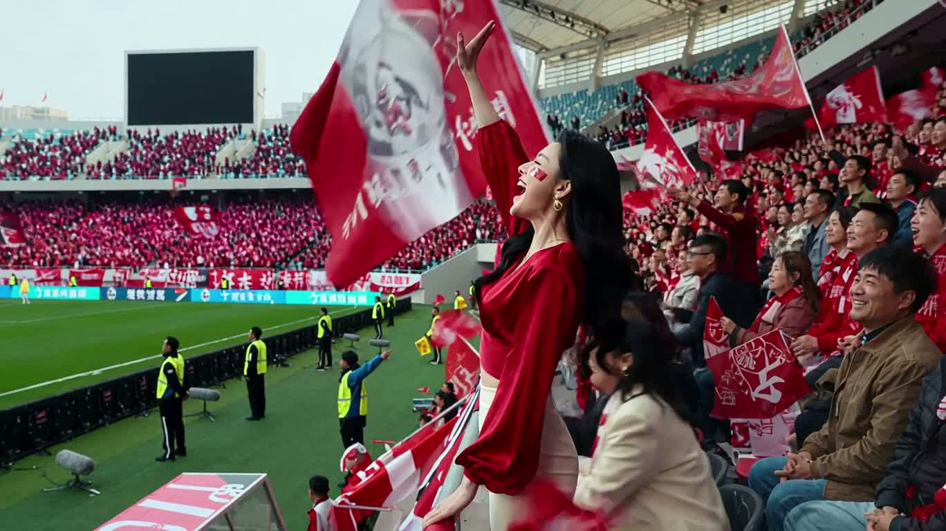 Célébration rouge et blanche dans les tribunes