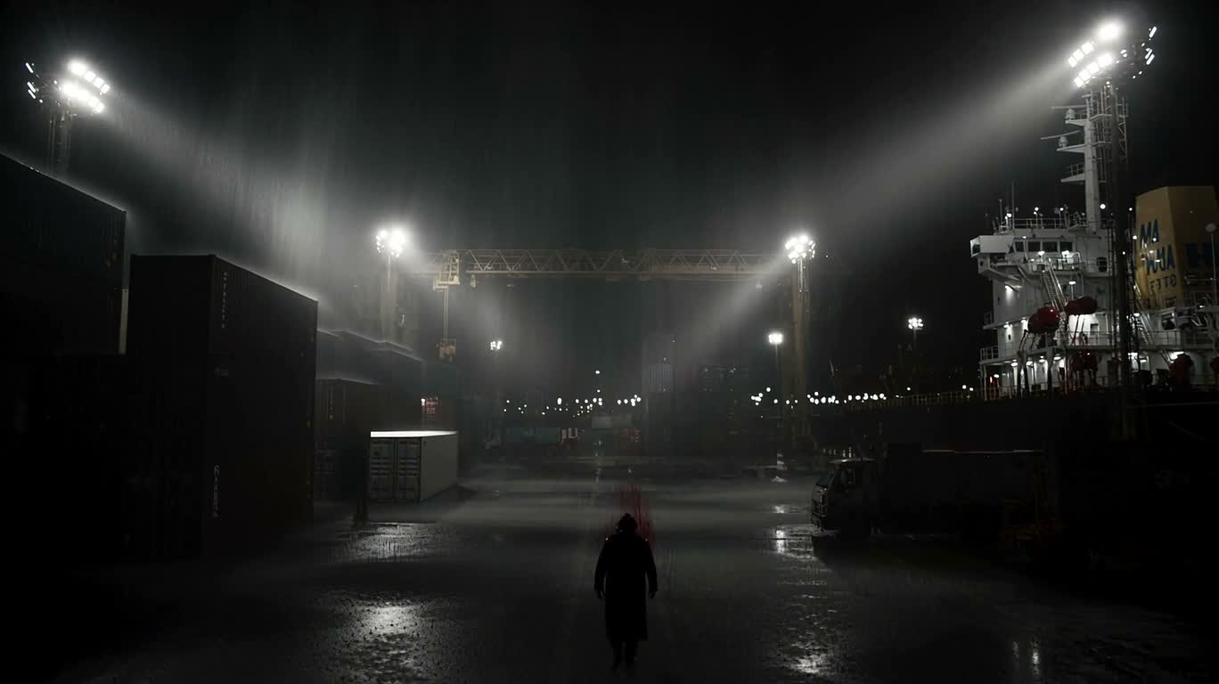 雨夜午夜货运船坞