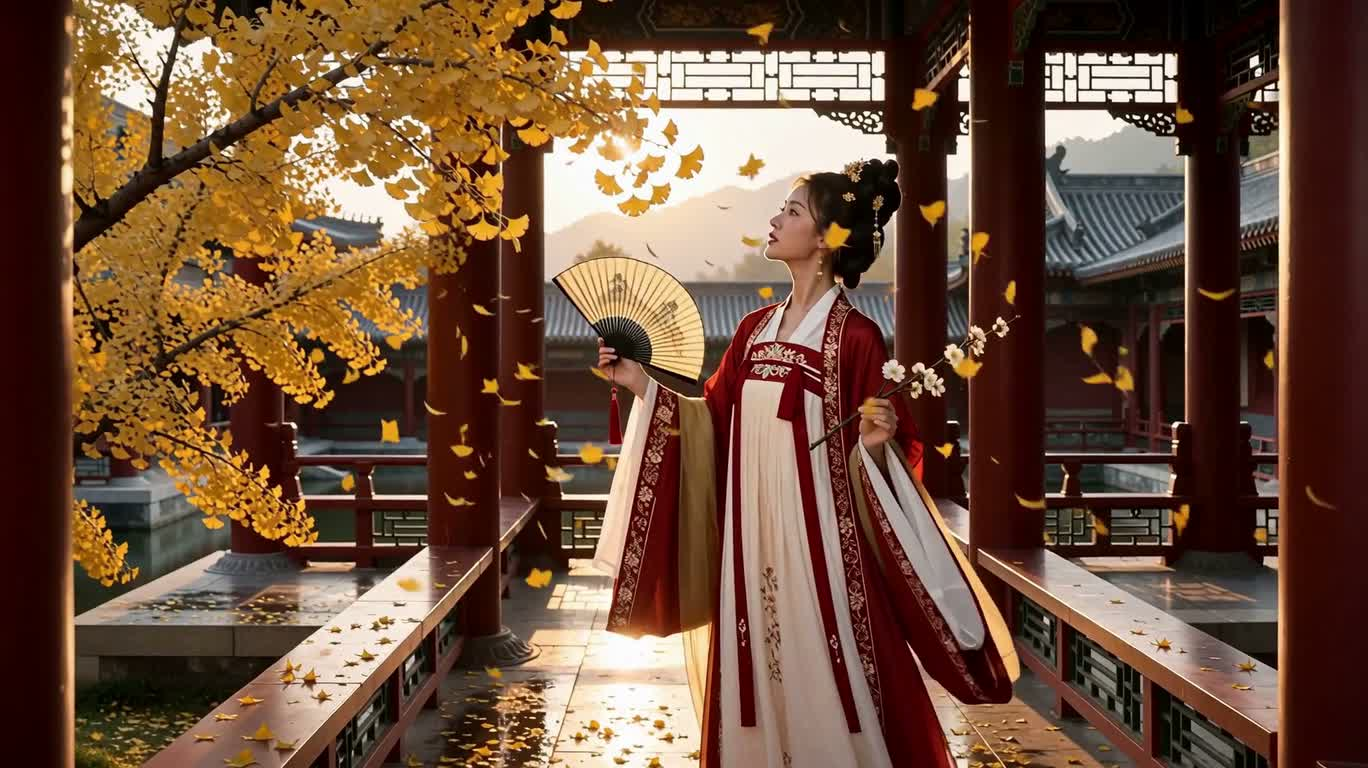 A Homesick Beauty in a Corridor of Ginkgo Rain