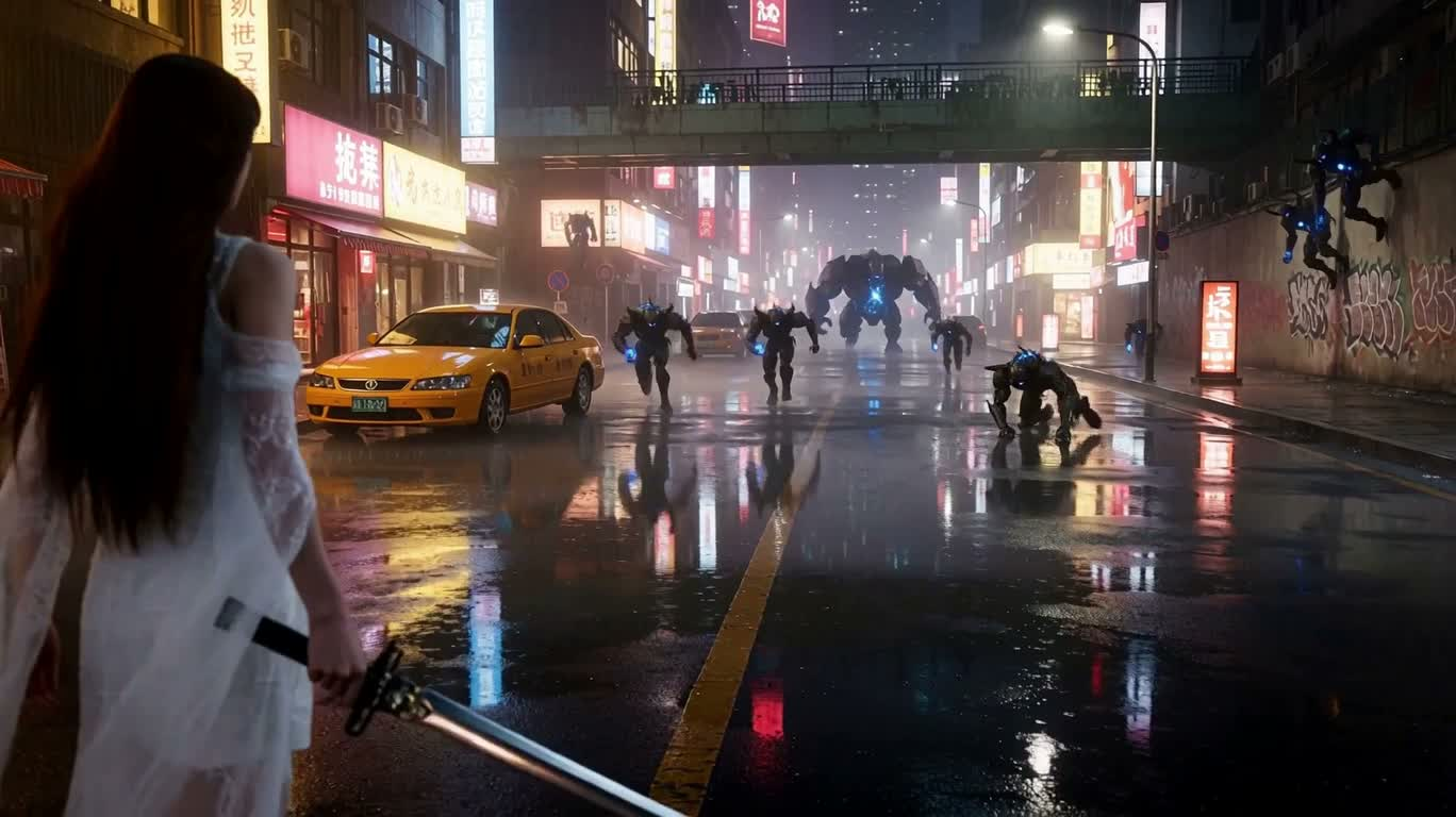 雨夜剑士横扫黑曜石魔导兵