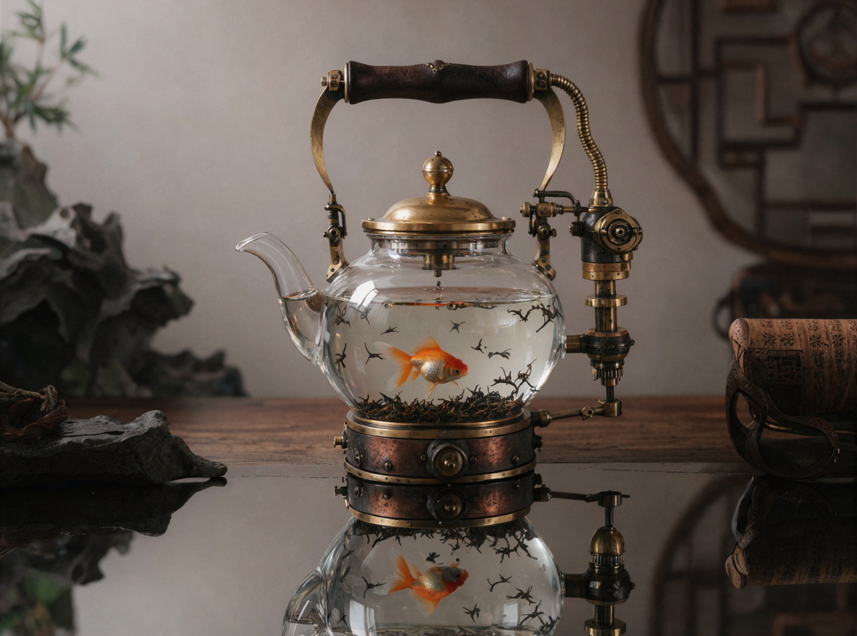 Goldfish Glass Teapot · Steampunk — AI image creation
