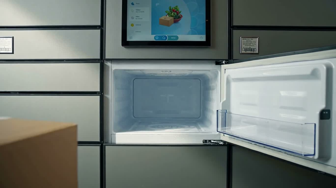 スマート冷蔵ロッカーでのFoodBox配達 — AI video creation