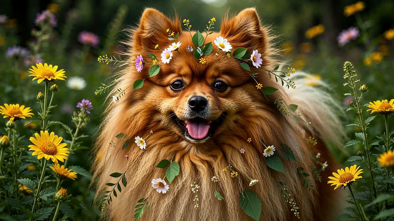 花叶冠长毛博美