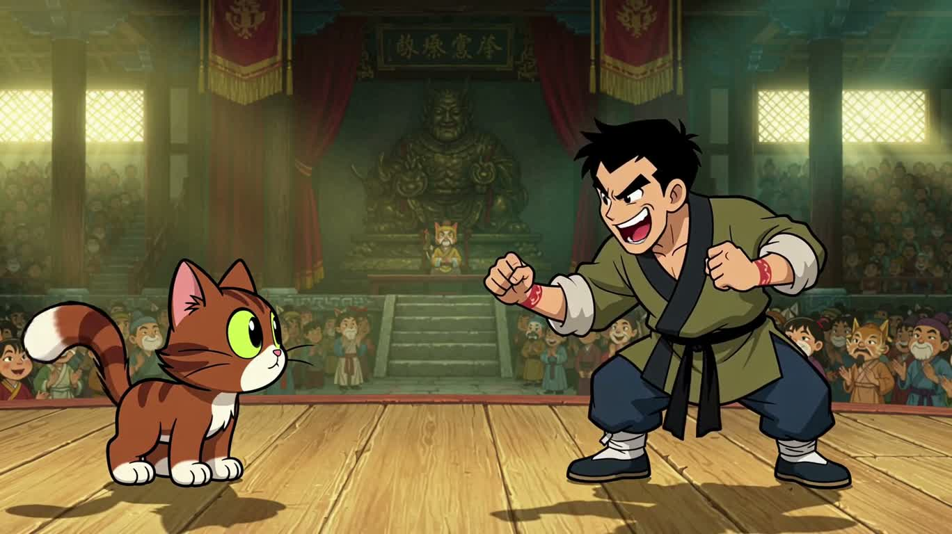 萌猫智取武术高手