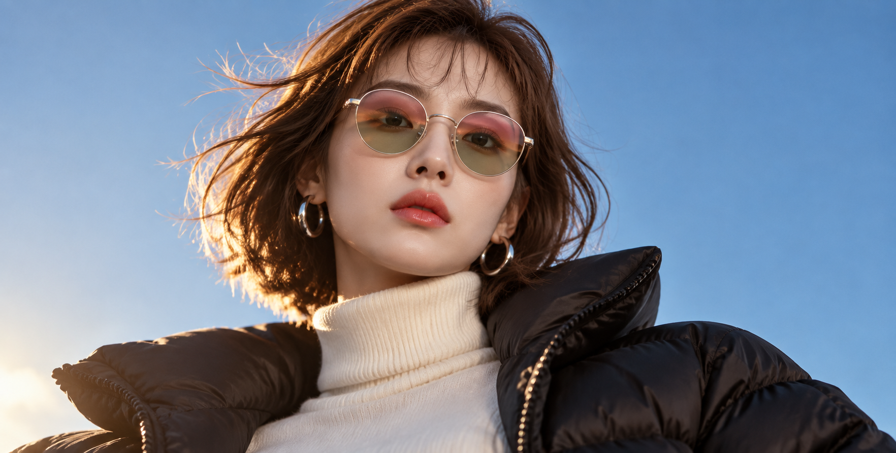Portrait de mode moderne dans la lumière de l'heure dorée