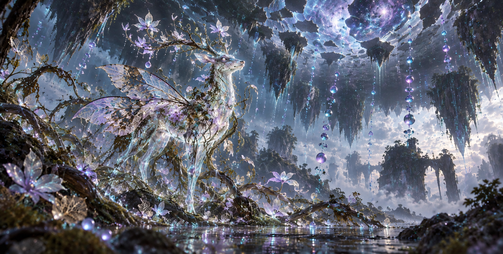倒置重力下的生物发光共生幻境 — AI image creation