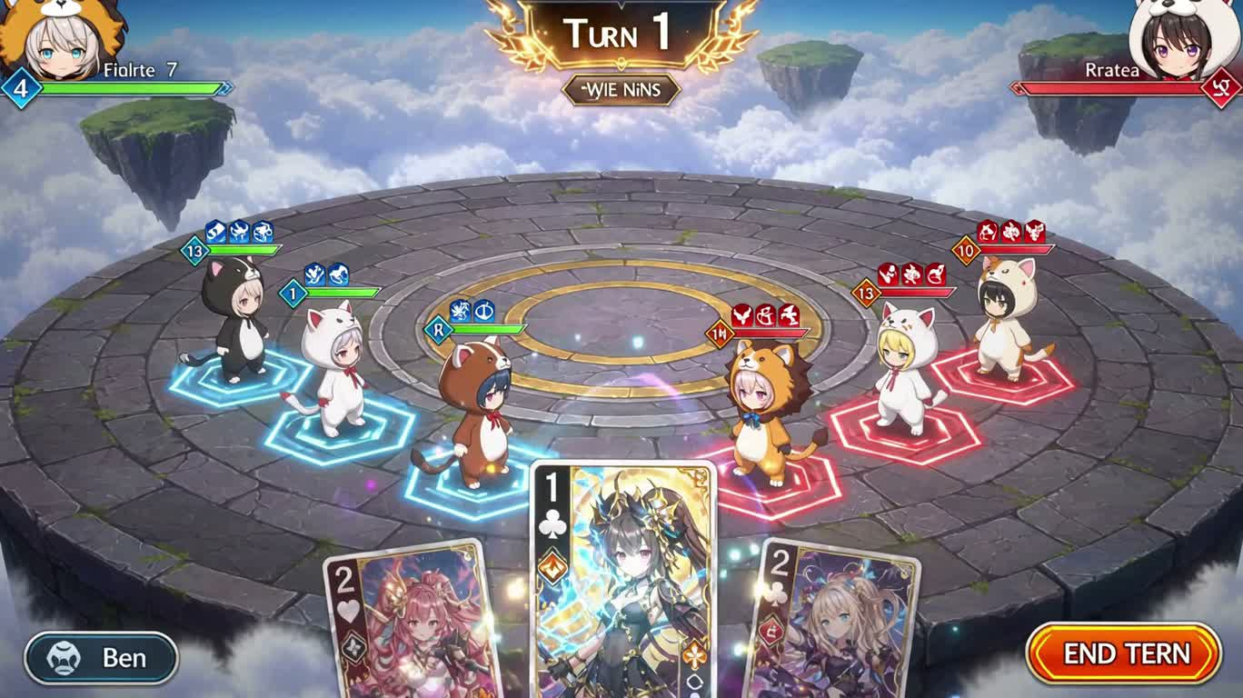 Fantasy Card Duel in the Clouds