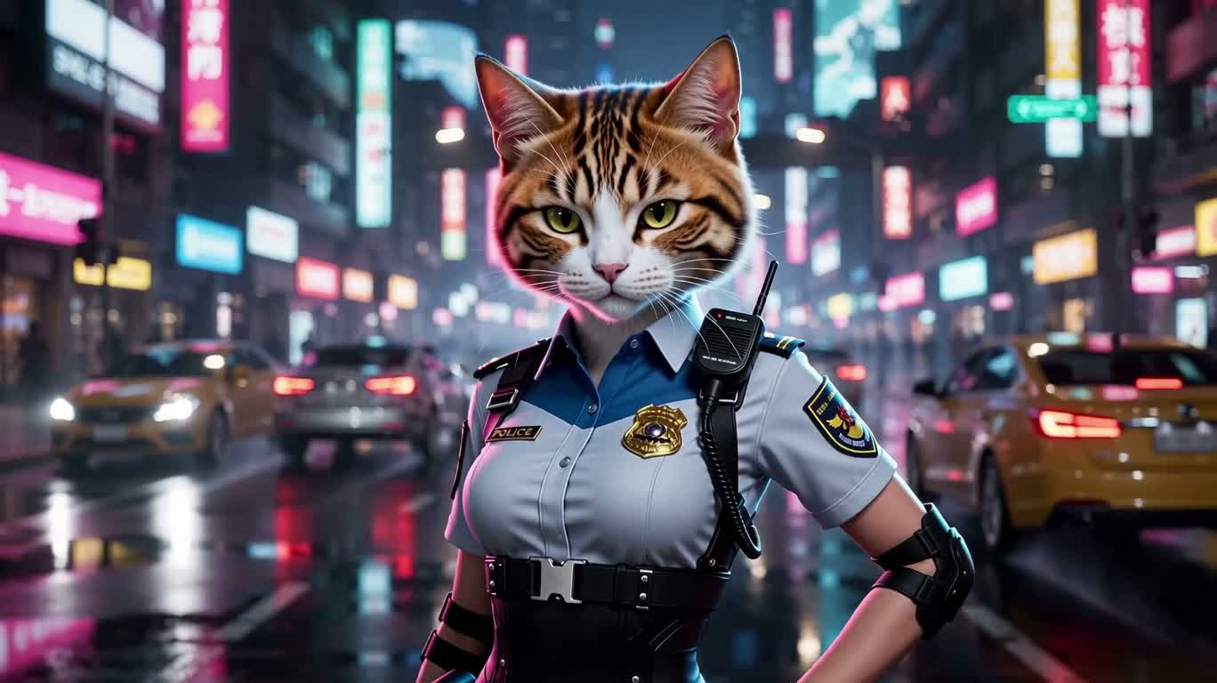 霓虹赛博猫警官