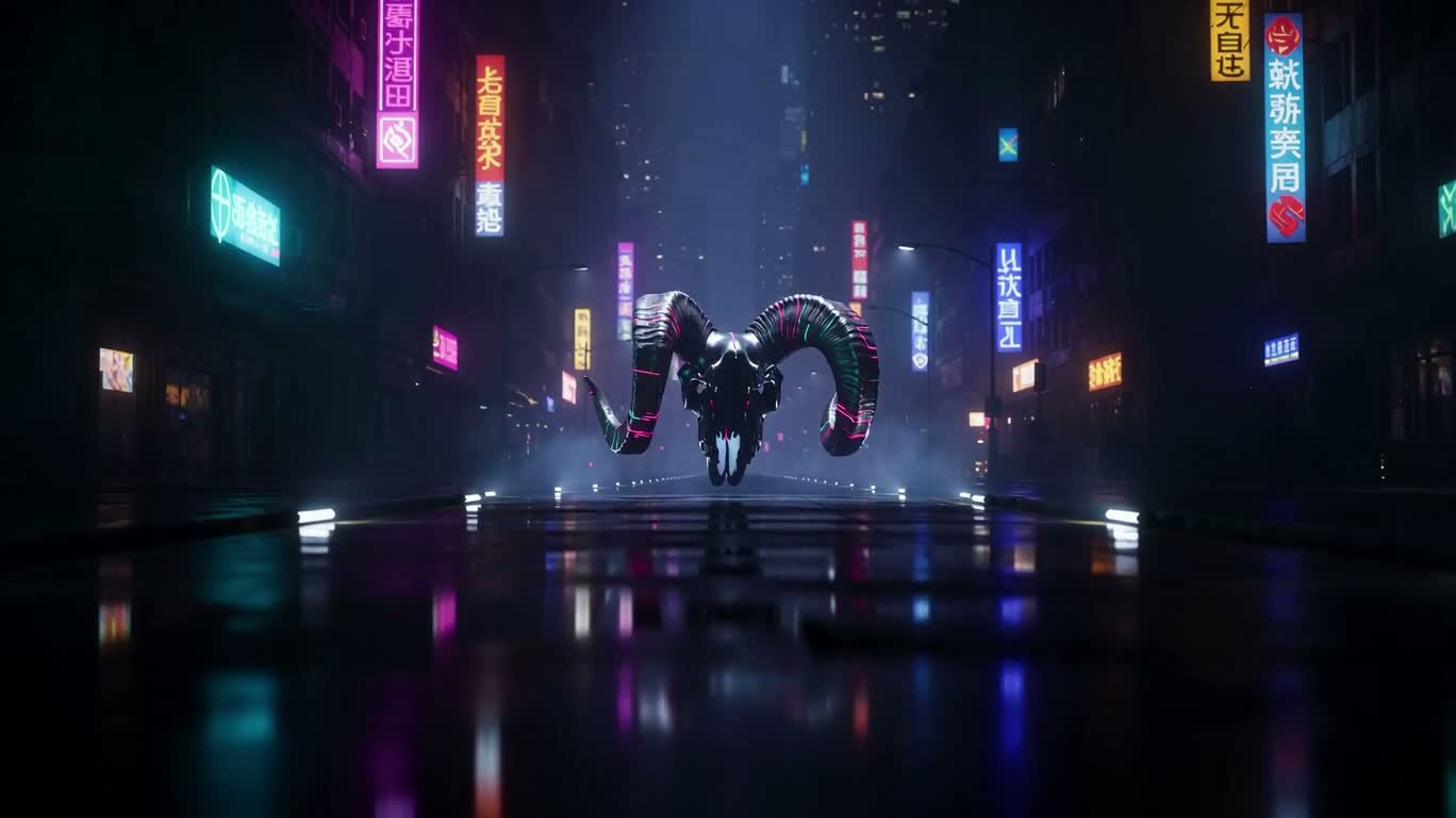 Neon Cyber Ram Head