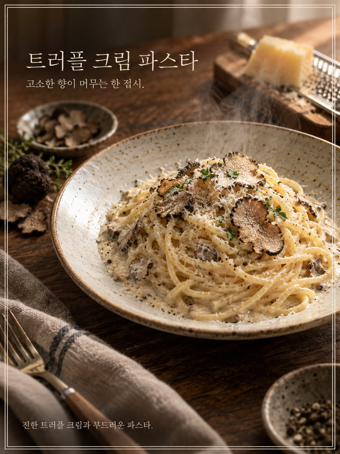 韩文菜单文字与双边框高端美食海报