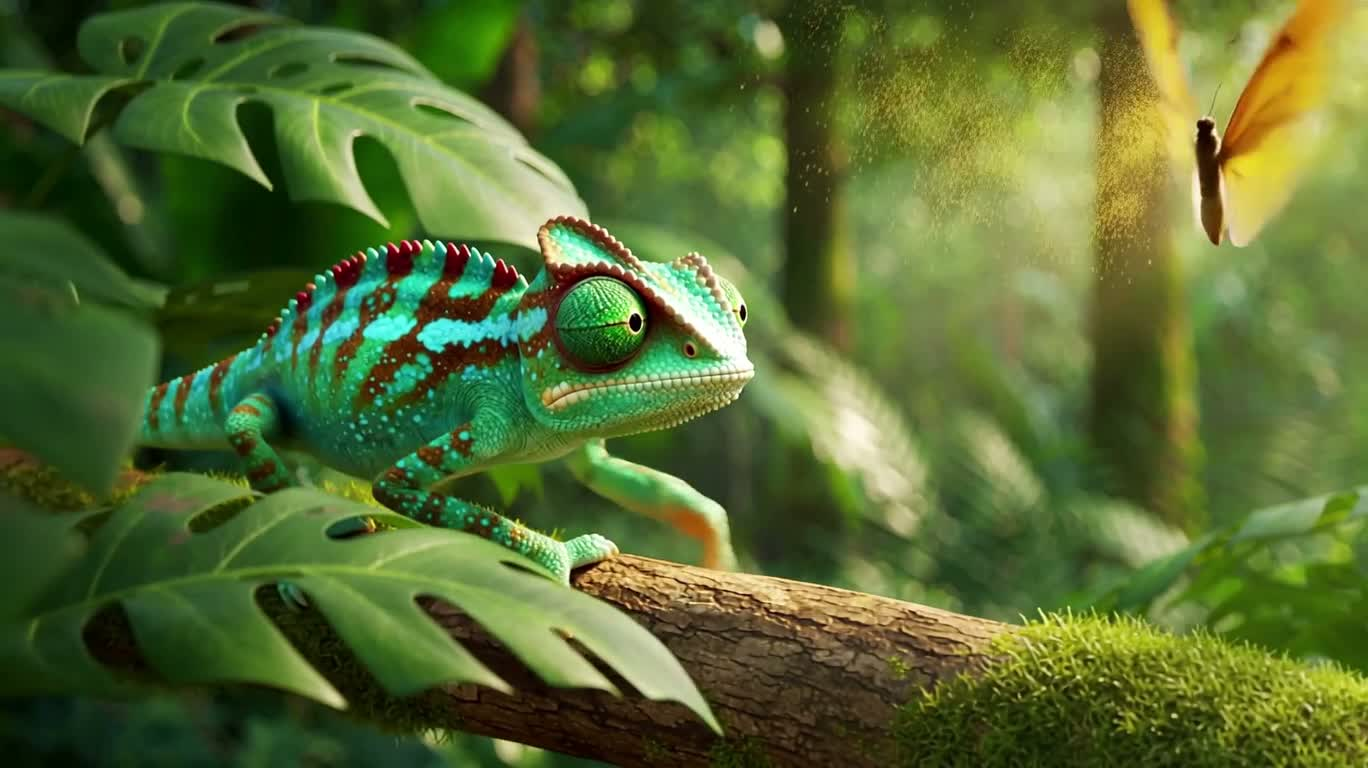 Великий побег чихающего хамелеона — AI video creation