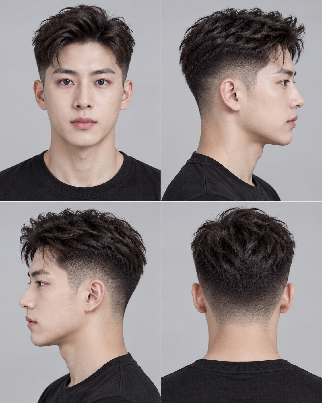 メンズフェードヘア四アングルスタジオカタログ