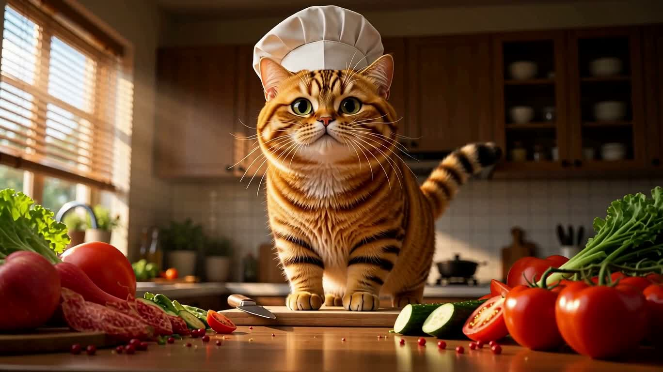 Bữa tiệc mì Ý đầy kịch tính của đầu bếp mèo cam