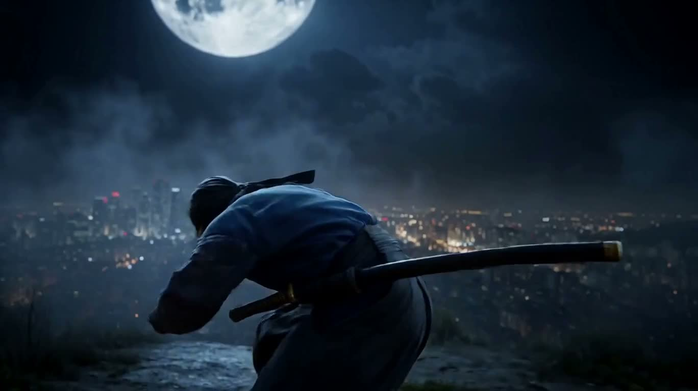 Ninja nhảy dưới trăng