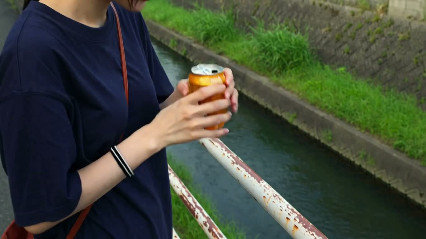 Summer Canal-Side Walk with a Shy Smile