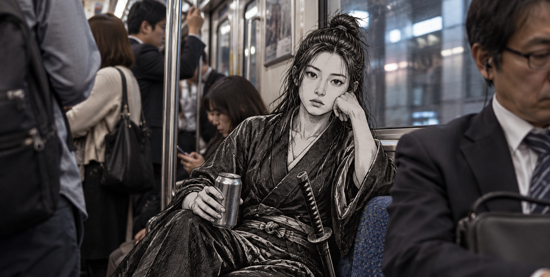 东京地铁里的二维武士