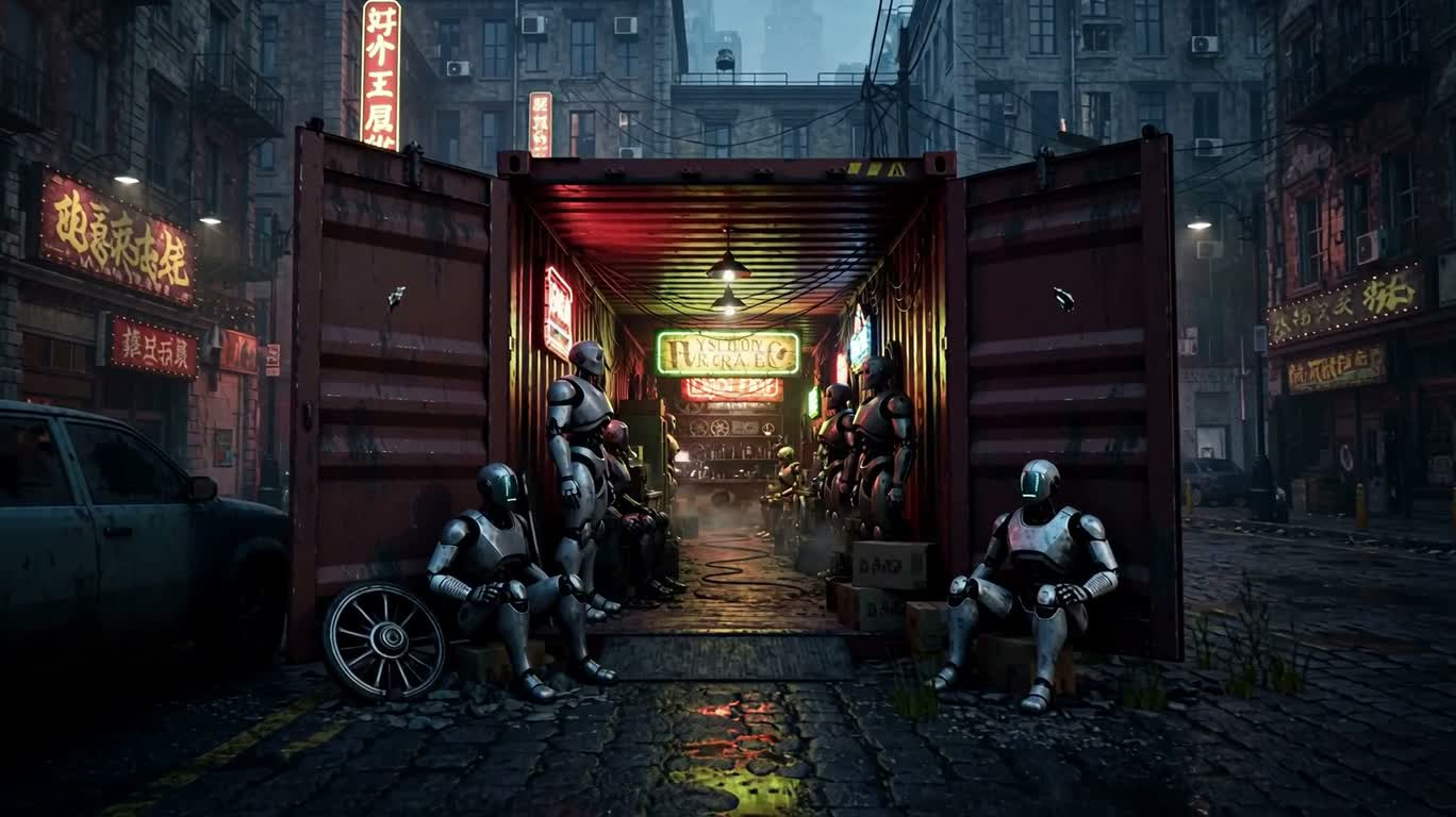 Neon Container Sci-Fi Scrapyard Shop