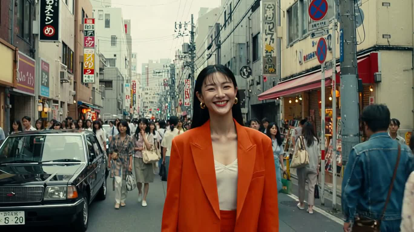 橙色外套女孩的东京昼夜漫游