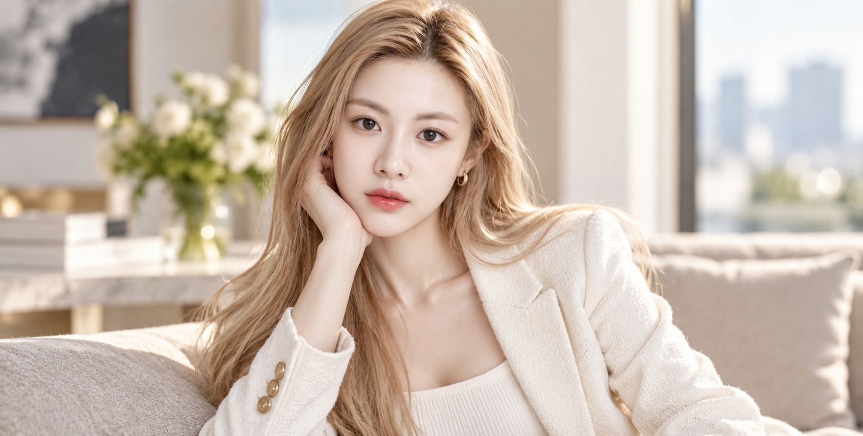 금발 여성 패션 라이프스타일 잡지 인물 사진