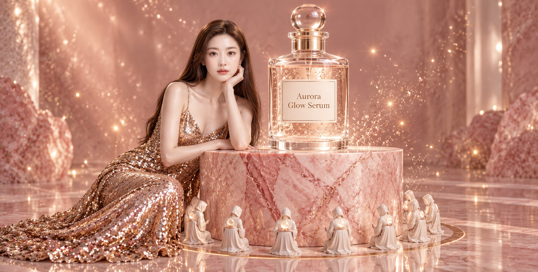 Surreal Essence Advertisement in Golden Glow — AI image creation