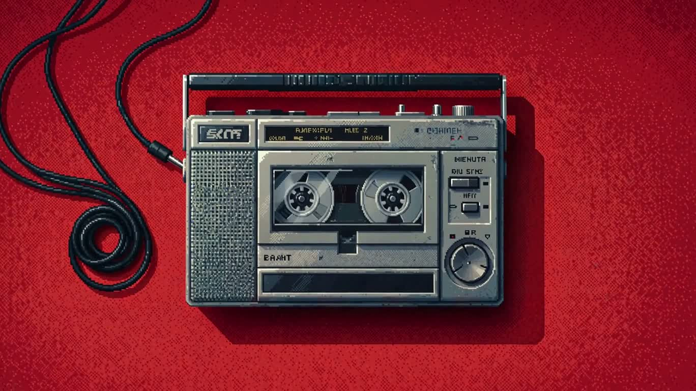 Lecteur cassette rétro en pixels