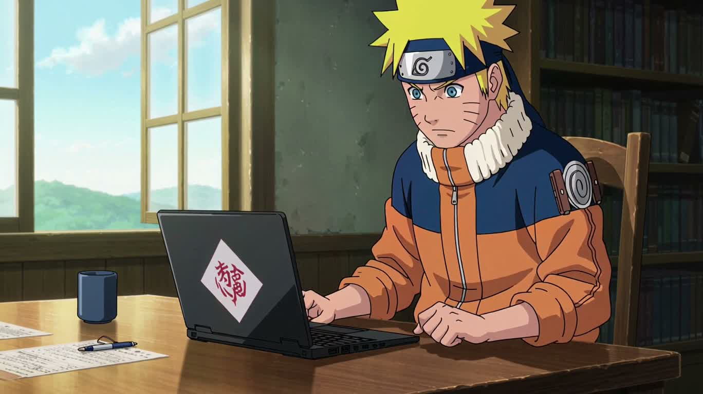 Fureur du code au bureau du Hokage — AI video creation