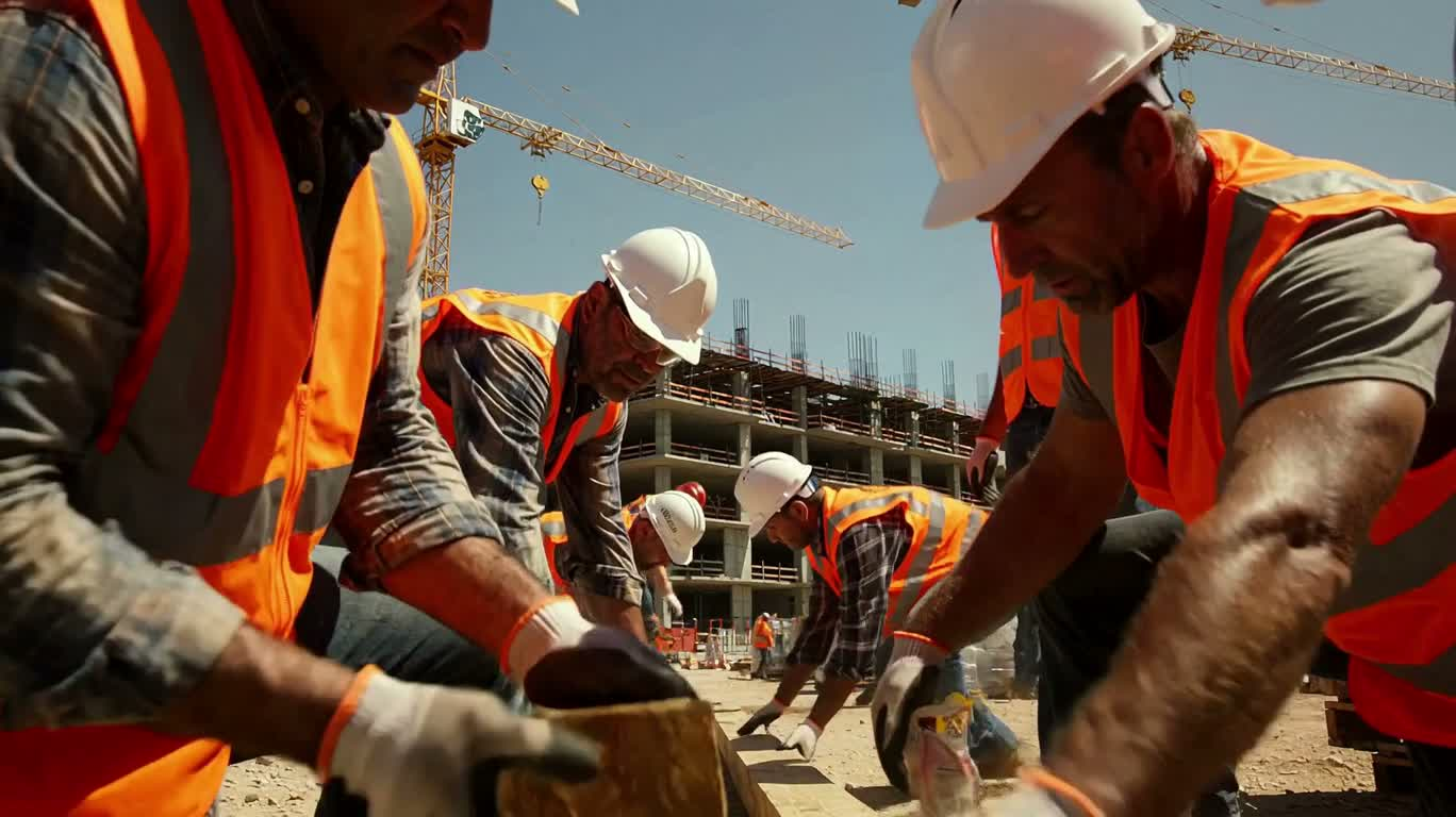 Construction Site Teamwork Under the Scorching Sun