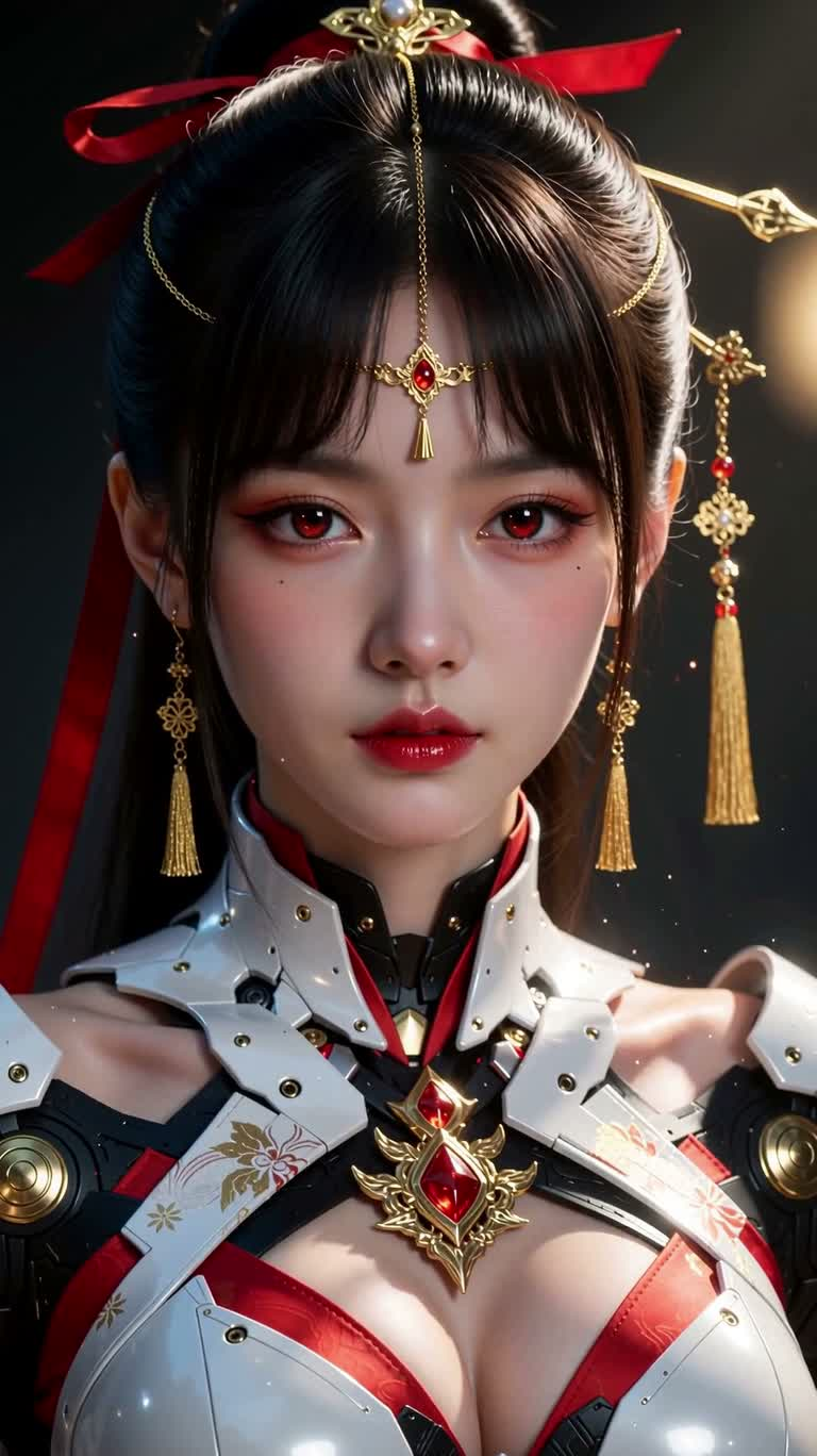성스러운 메카 무녀의 초상 — AI video creation