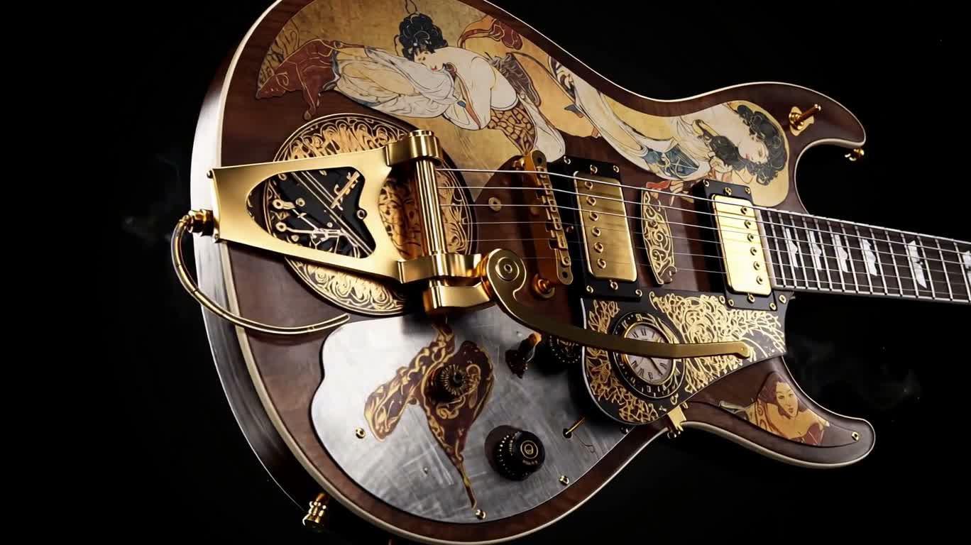 Đàn guitar điện neon phong cách steampunk
