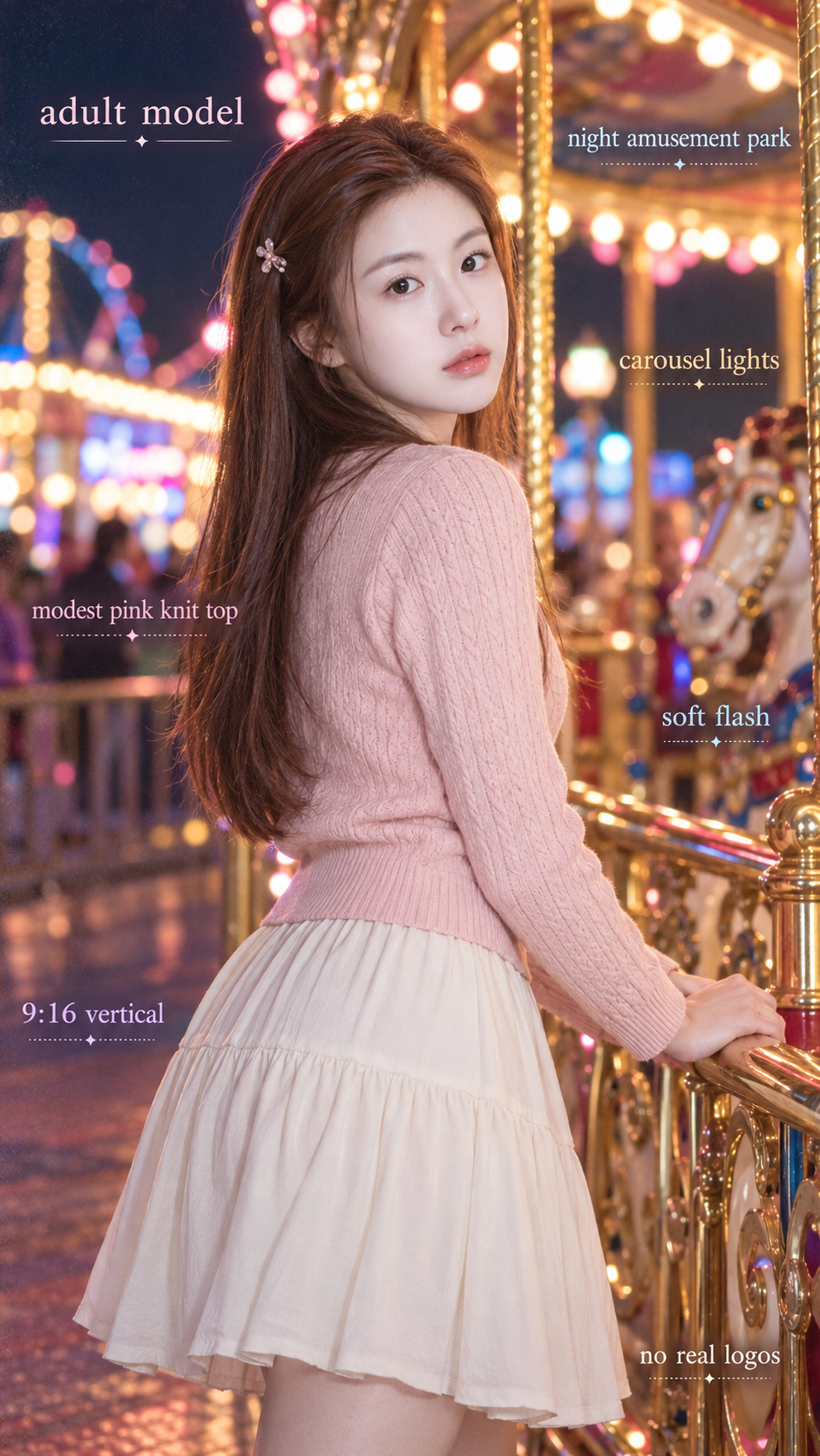 일곱 개의 완전한 문구가 있는 야간 회전목마 성인 초상