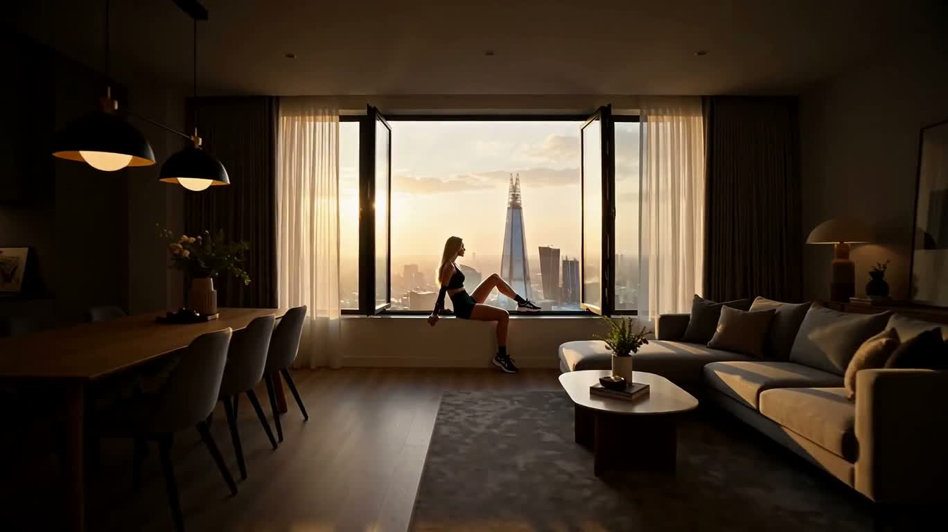 Saut au coucher du soleil sur Londres
