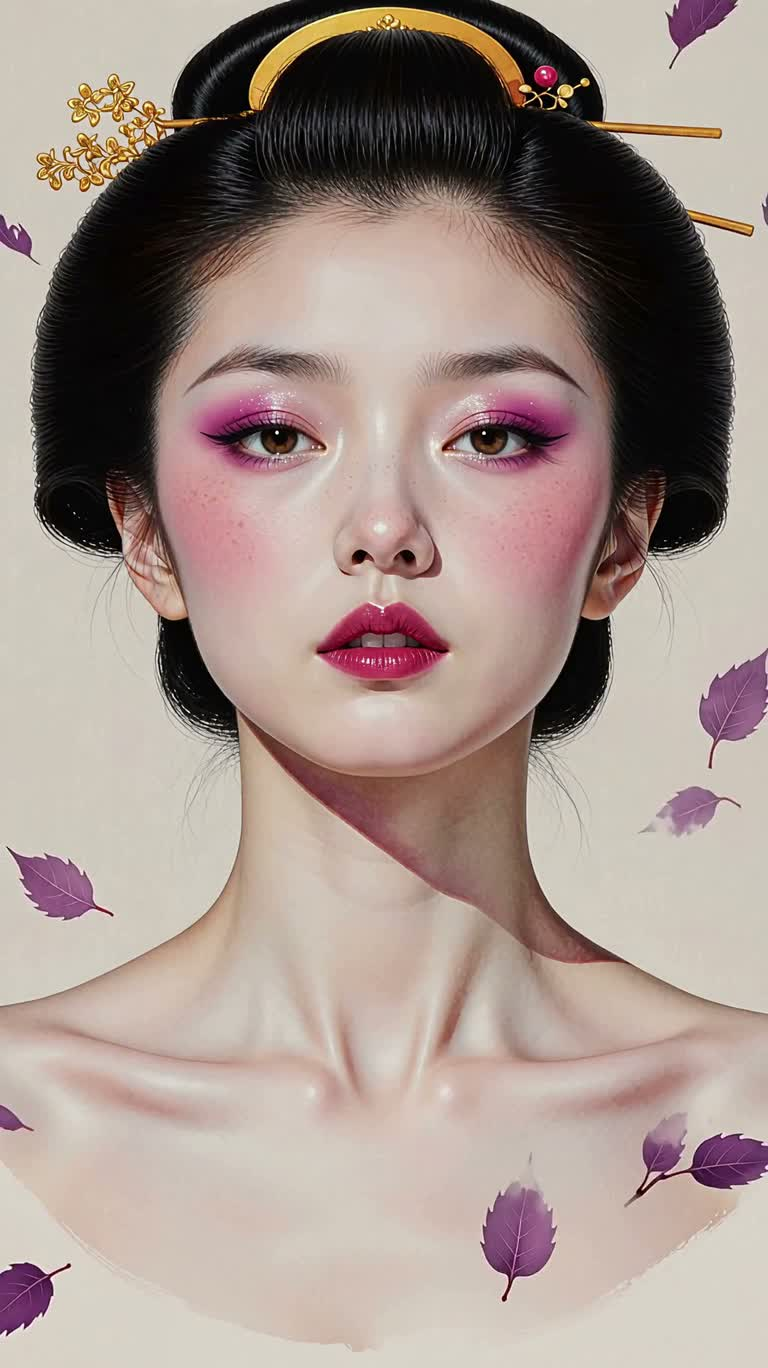 Purple-Pink Nightmare Leaf-Shadow Portrait