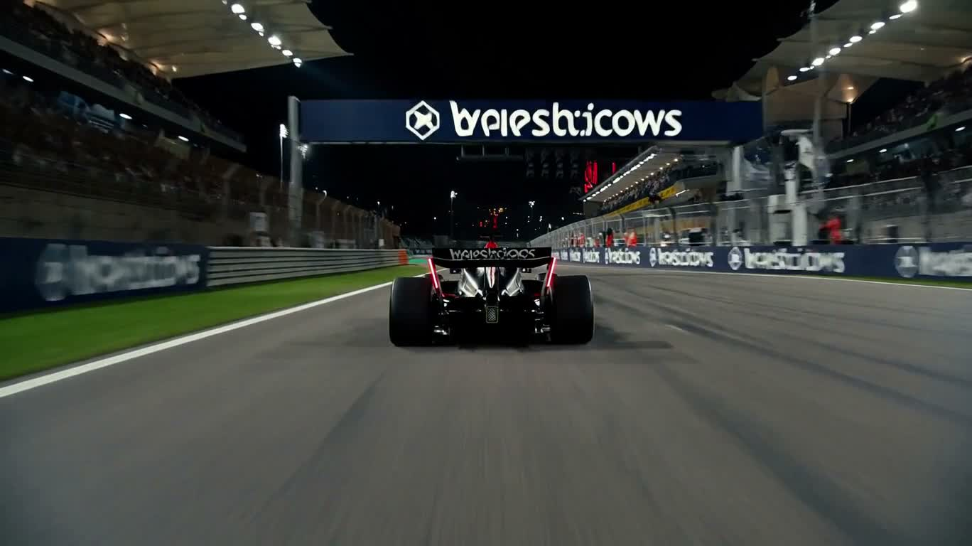 Arrêt au stand de Formule 1 sous la nuit