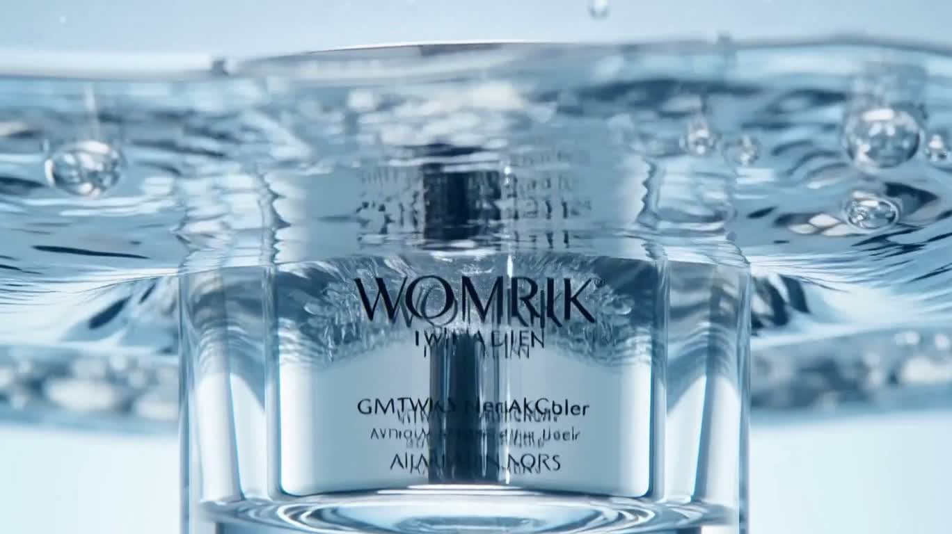 Publicité éclat hydratant bleu glacé — AI video creation