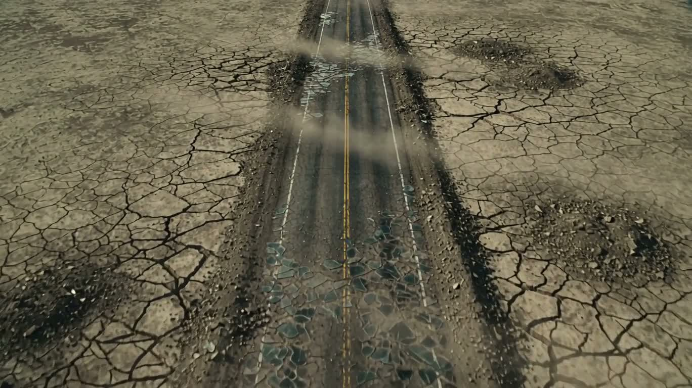 核爆荒原的废弃公路