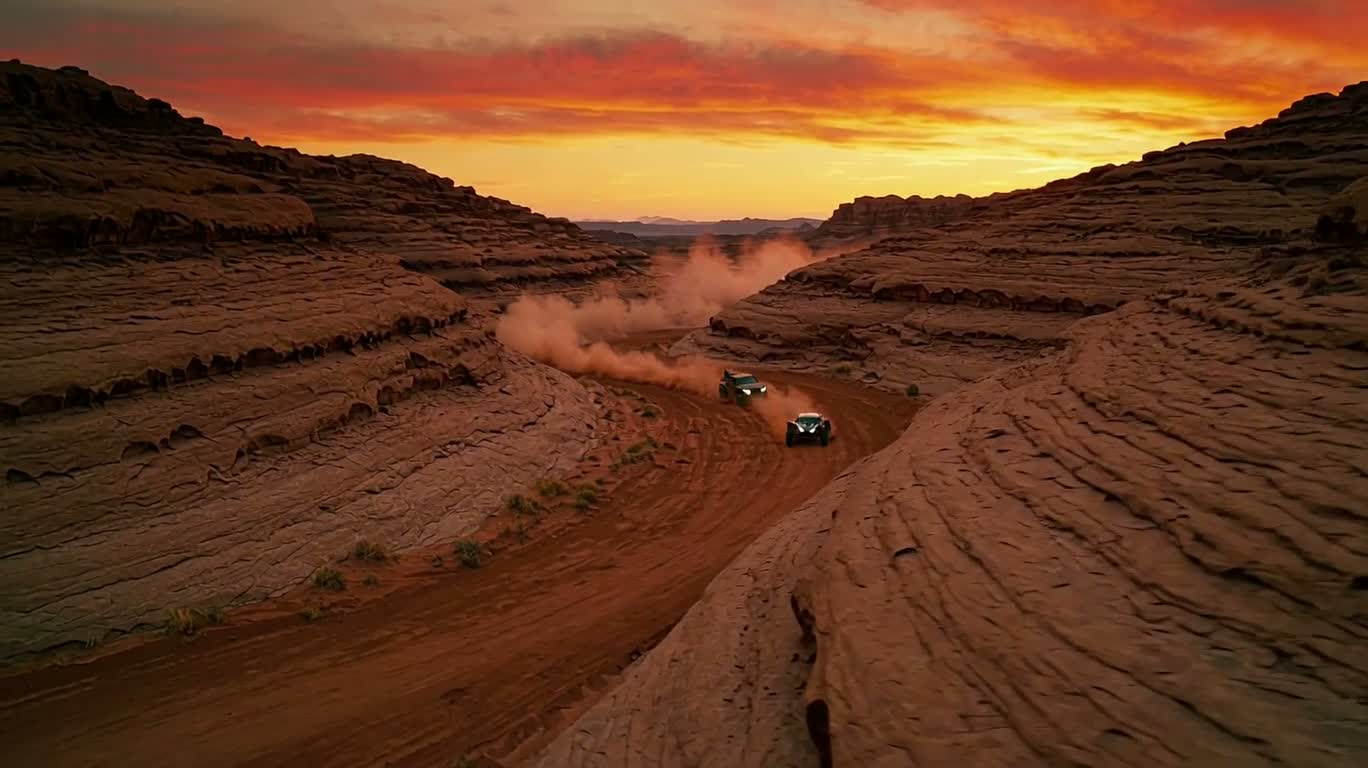 Poursuite à grande vitesse dans le canyon brûlant