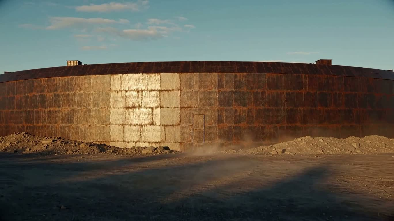 Steel West Wall in Golden Noon Sunlight — AI video creation
