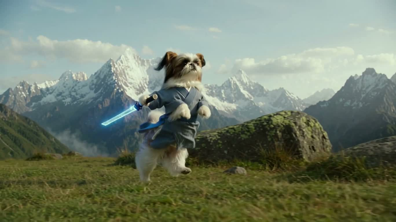 山野奔跑的太空武士犬 — AI video creation