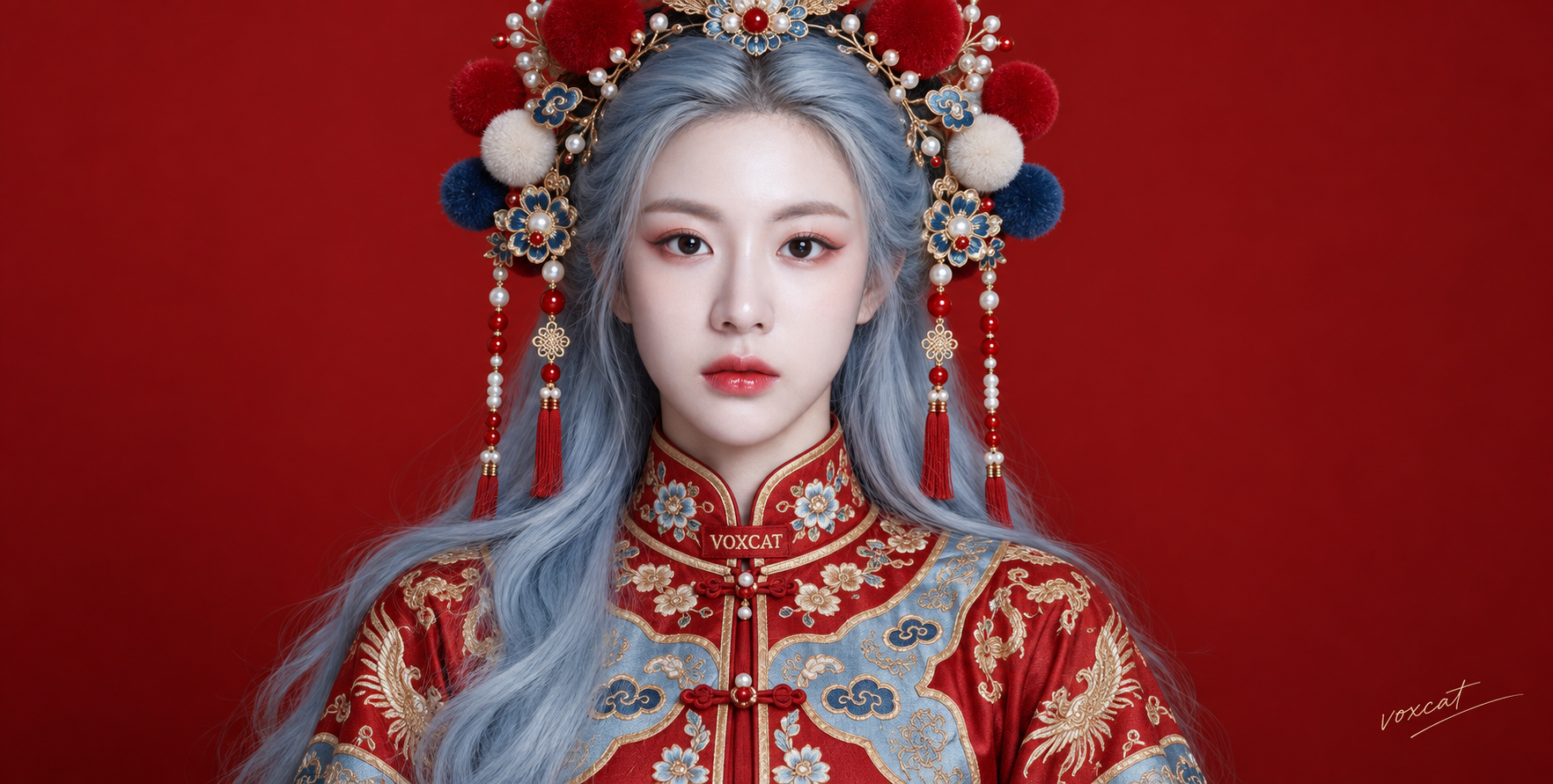 Cinnabar Chinese-opera inspired portrait