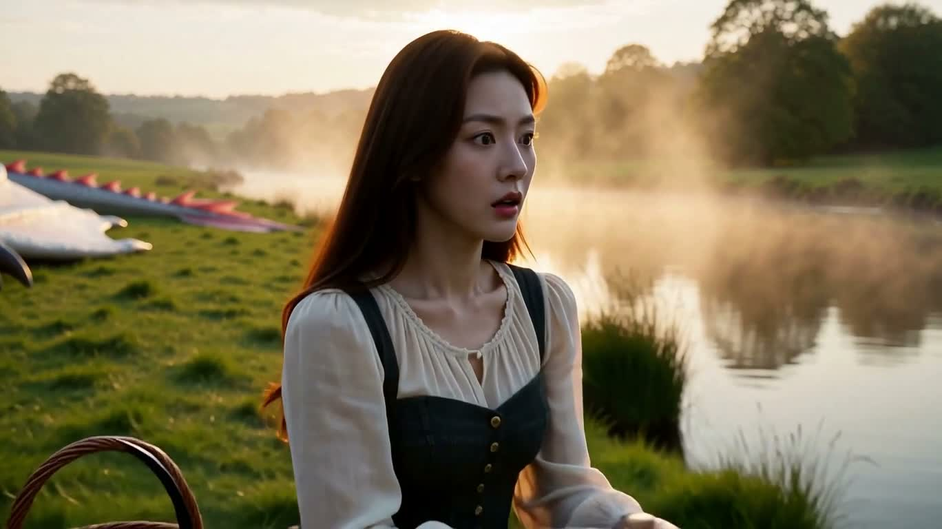 Rives au crépuscule : la jeune fille et le dragon