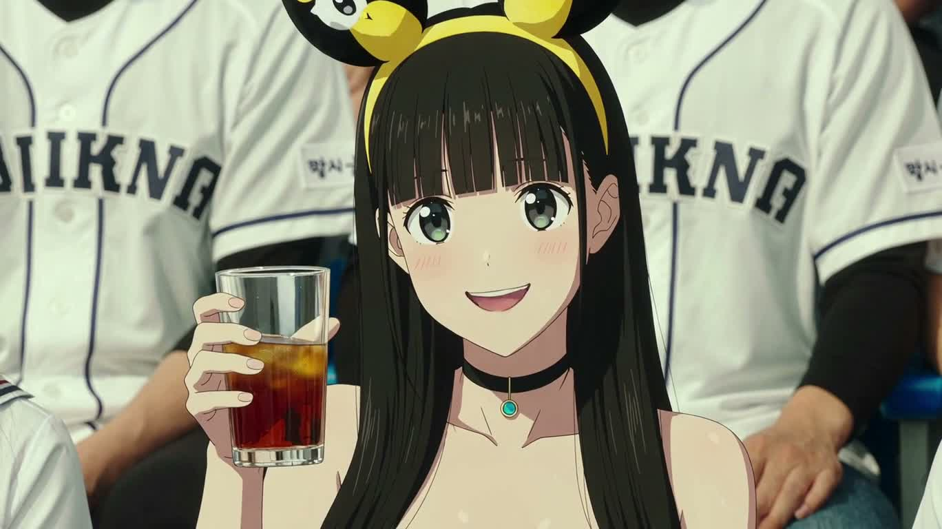 棒球场上的动漫应援女孩