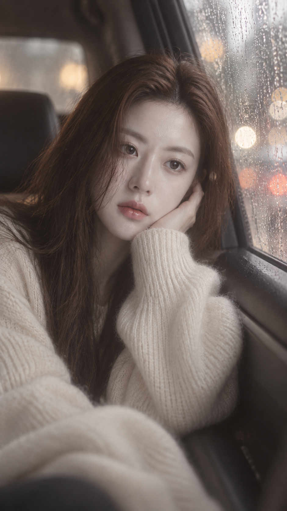 梦幻雨天车载少女电影感写实人像